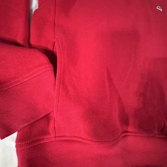 Lacoste Men Sweater XL/6 Pullover Jacket 1/4 Zip Side Pockets Red Preppy - Picture 4 of 10